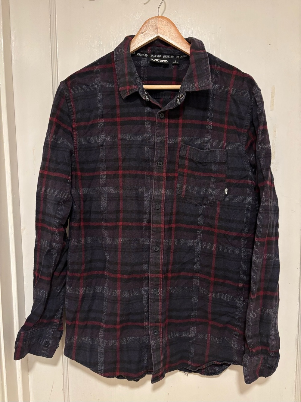 Vans Black and Red Plaid Button-Down Shirt